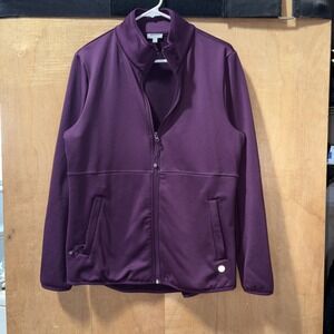 T by Talbotts Women's Fleece Lined Full Zip Jacket Size Large Eggplant Purple